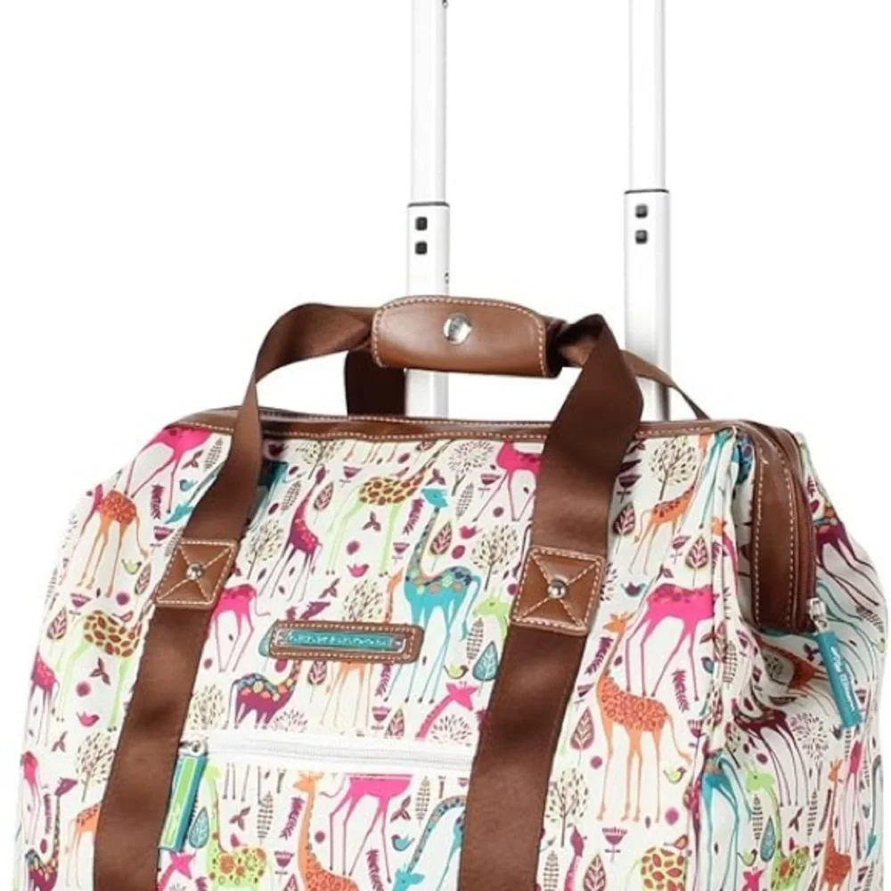 Lily Bloom Giraffe Park Carry On Wheeled Cabin Tote - Picture 2 of 11